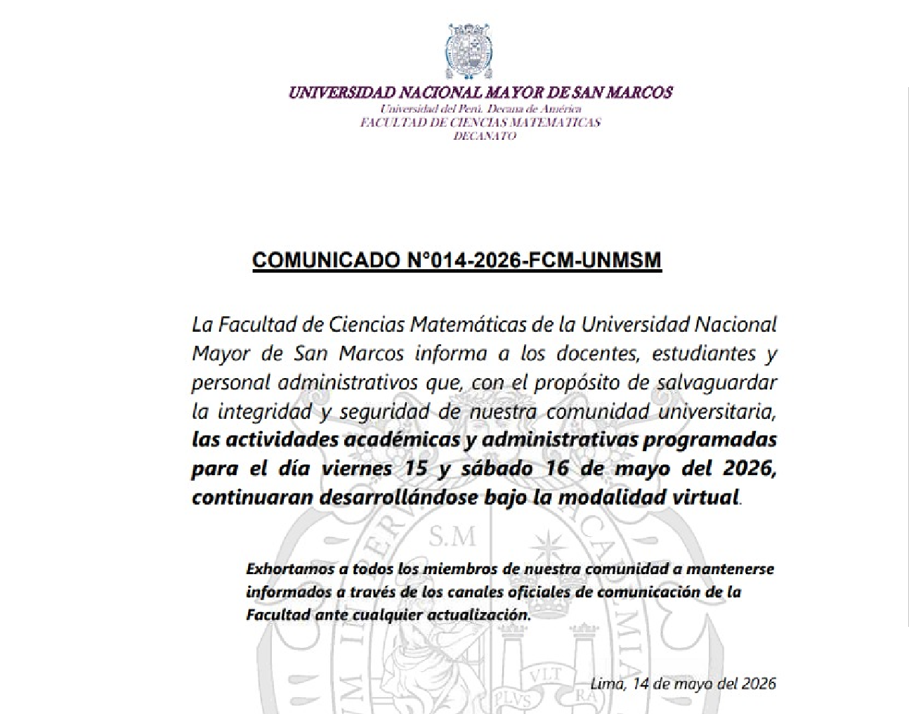 Horario de Atención Posgrado