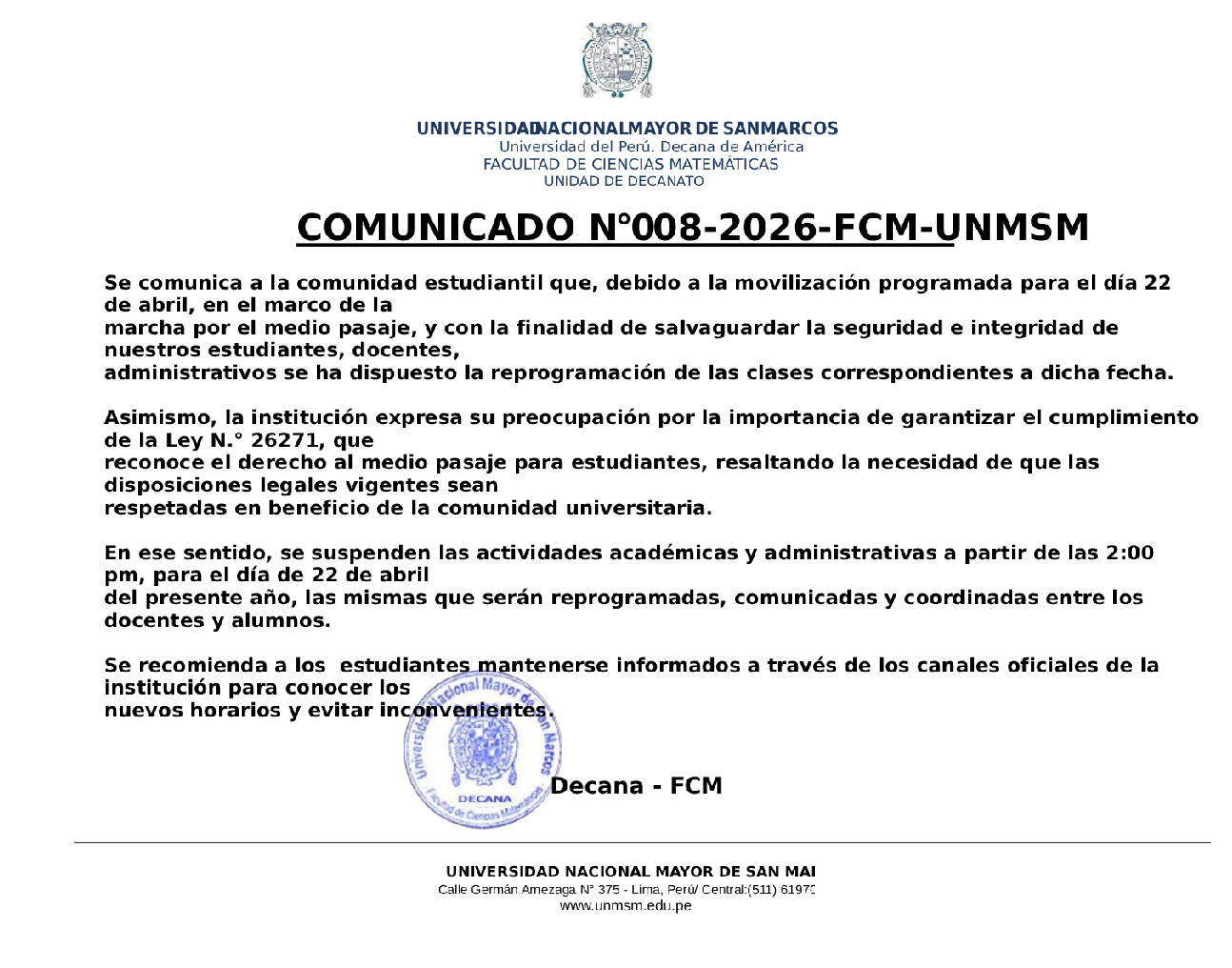 Horario de Atención Posgrado